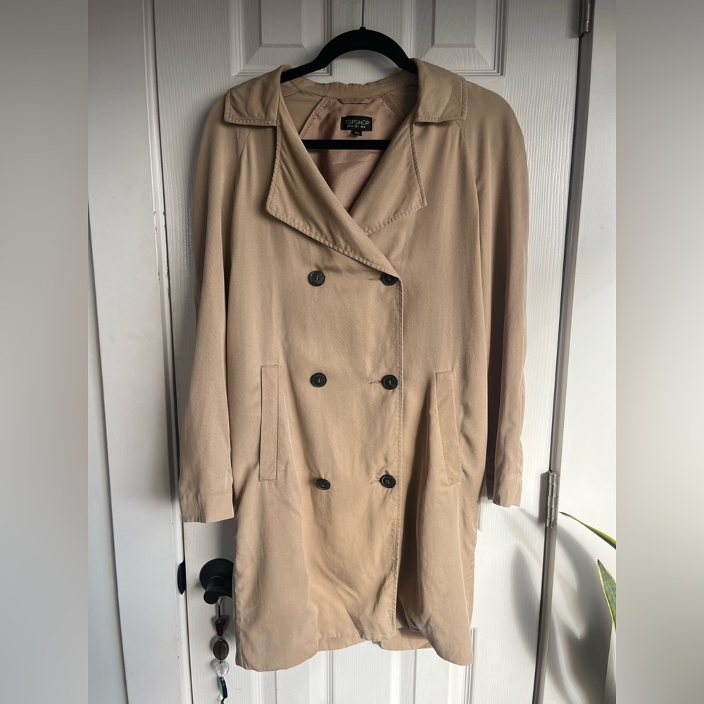 Topshop Tan Double-Breasted Trench Coat